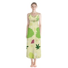 Leaves Background Leaf Button Up Chiffon Maxi Dress by Mariart