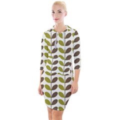 Leaf Plant Pattern Seamless Quarter Sleeve Hood Bodycon Dress by Pakrebo