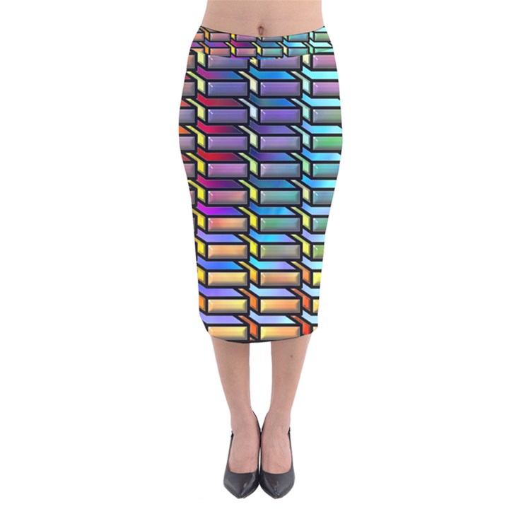 Pattern Background Creativity Velvet Midi Pencil Skirt