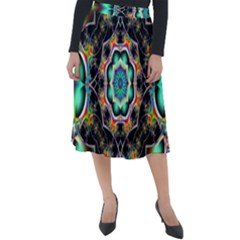 Fractal Chaos Symmetry Psychedelic Classic Velour Midi Skirt  by Pakrebo