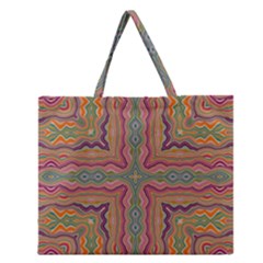 Abstract Design Abstract Art Orange Zipper Large Tote Bag