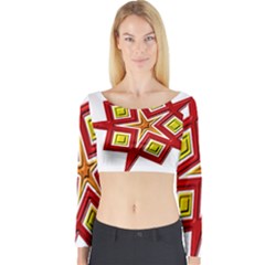 Pattern Tile Decorative Design Star Long Sleeve Crop Top by Pakrebo