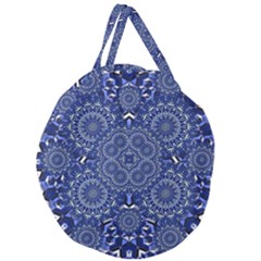 Farbenpracht Kaleidoscope Blue Giant Round Zipper Tote by Pakrebo