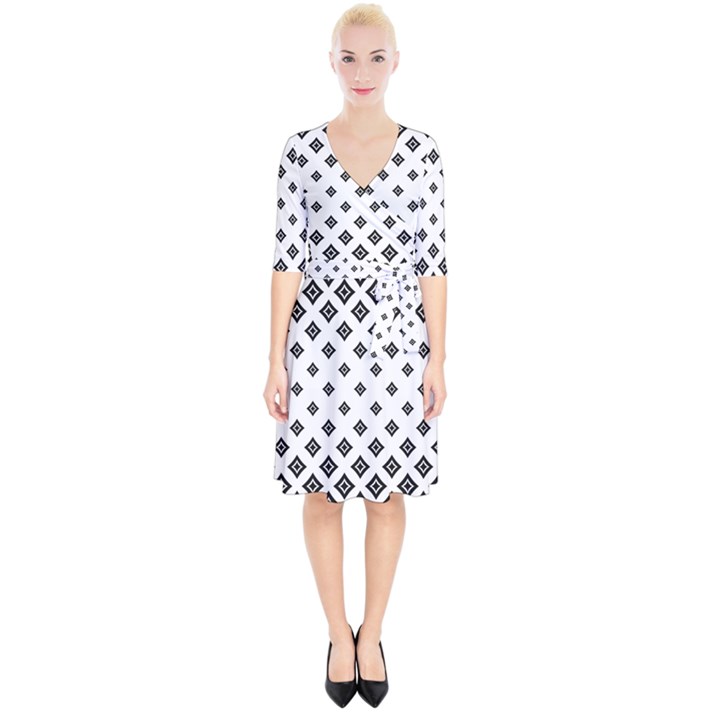 Black And White Tribal Wrap Up Cocktail Dress