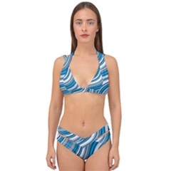 Blue Wave Surges On Double Strap Halter Bikini Set by WensdaiAmbrose