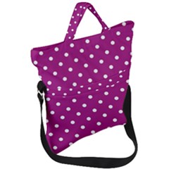 Fuschia Polka Dot Fold Over Handle Tote Bag by retrotoomoderndesigns