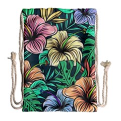 Hibiscus Dream Drawstring Bag (large) by retrotoomoderndesigns