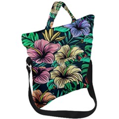 Hibiscus Dream Fold Over Handle Tote Bag by retrotoomoderndesigns