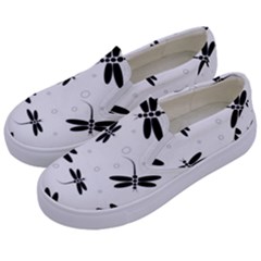 Dragonflies Pattern Kids  Canvas Slip Ons by Valentinaart