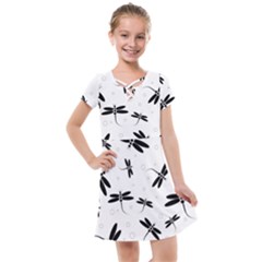 Dragonflies Pattern Kids  Cross Web Dress by Valentinaart