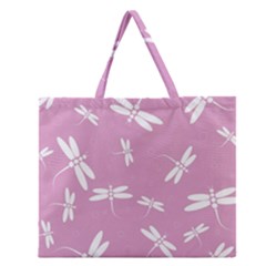 Dragonflies Pattern Zipper Large Tote Bag by Valentinaart