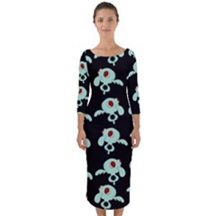 Squidward In Repose Pattern Quarter Sleeve Midi Bodycon Dress by Valentinaart