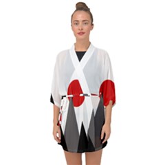 Geometric Landscape Half Sleeve Chiffon Kimono by Valentinaart