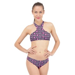 Xo Valentines Day Pattern High Neck Bikini Set by Valentinaart