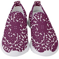 Magenta And White Abstract Print Pattern Kids  Slip On Sneakers by dflcprintsclothing