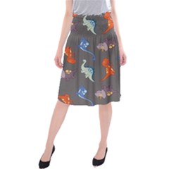 Dinosaurs - Grey  Midi Beach Skirt by WensdaiAmbrose