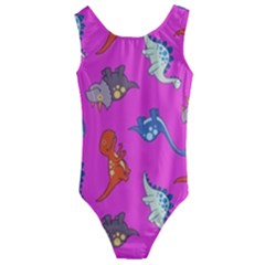 Dinosaurs - Fuchsia Kids  Cut-out Back One Piece Swimsuit by WensdaiAmbrose