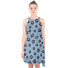 Totoro - Soot Sprites Pattern Halter Collar Waist Tie Chiffon Dress by Valentinaart