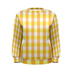 Gingham Duo Orange On Yellow Women s Sweatshirt by retrotoomoderndesigns