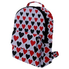 Red & White Hearts- Lilac Blue Flap Pocket Backpack (small) by WensdaiAmbrose