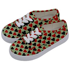 Red & Black Hearts - Olive Kids  Classic Low Top Sneakers by WensdaiAmbrose