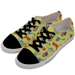Dinosaurs - Yellow Finch Men s Low Top Canvas Sneakers