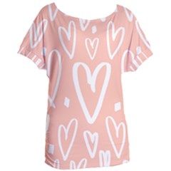 Coral Pattren With White Hearts Women s Oversized Tee by alllovelyideas