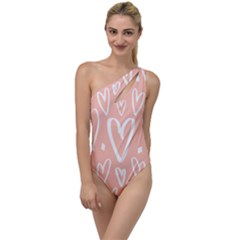 Coral Pattren With White Hearts To One Side Swimsuit by alllovelyideas