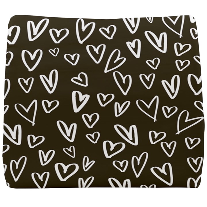 white hearts - black background Seat Cushion