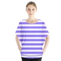 Lilac Purple Stripes Batwing Chiffon Blouse View1