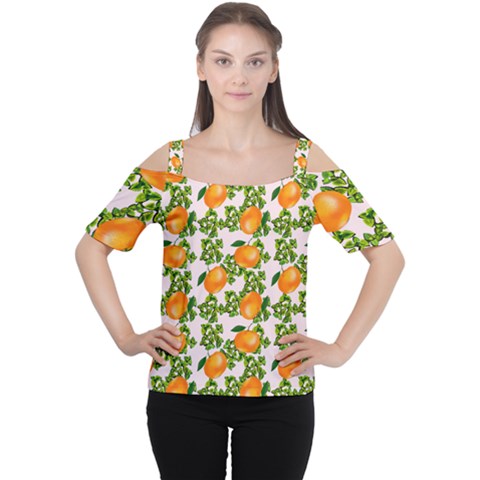 Citrus Tropical Orange Pink Cutout Shoulder Tee by snowwhitegirl