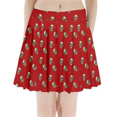 Skull Red Pattern Pleated Mini Skirt by snowwhitegirl