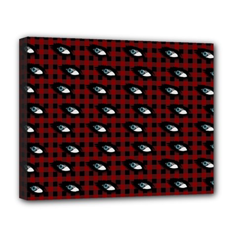 Eyes Red Plaid Deluxe Canvas 20  X 16  (stretched) by snowwhitegirl