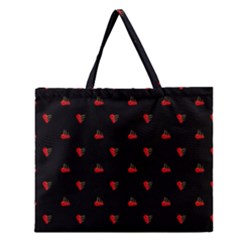 Candy Apple Black Pattern Zipper Large Tote Bag by snowwhitegirl