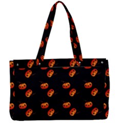 Kawaii Pumpkin Black Canvas Work Bag by snowwhitegirl