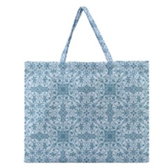 Ornamental Blue Zipper Large Tote Bag by snowwhitegirl