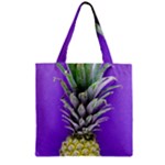 Pineapple Purple Zipper Grocery Tote Bag