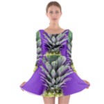 Pineapple Purple Long Sleeve Skater Dress