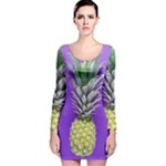 Pineapple Purple Long Sleeve Velvet Bodycon Dress