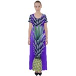 Pineapple Purple High Waist Short Sleeve Maxi Dress