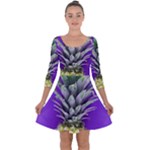 Pineapple Purple Quarter Sleeve Skater Dress