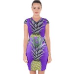 Pineapple Purple Capsleeve Drawstring Dress 