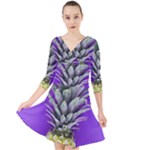 Pineapple Purple Quarter Sleeve Front Wrap Dress