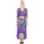 Pineapple Purple Quarter Sleeve Wrap Maxi Dress
