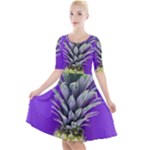 Pineapple Purple Quarter Sleeve A-Line Dress
