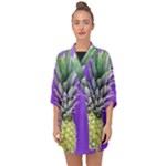 Pineapple Purple Half Sleeve Chiffon Kimono
