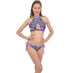 Pineapple Purple Cross Front Halter Bikini Set