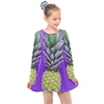 Pineapple Purple Kids  Long Sleeve Dress