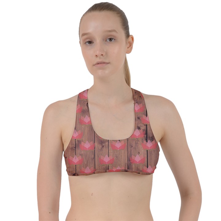 Zen Lotus Wood Wall Criss Cross Racerback Sports Bra