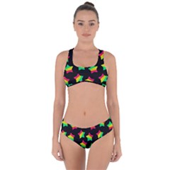 Ombre Glitter Pink Green Star Pat Criss Cross Bikini Set by snowwhitegirl